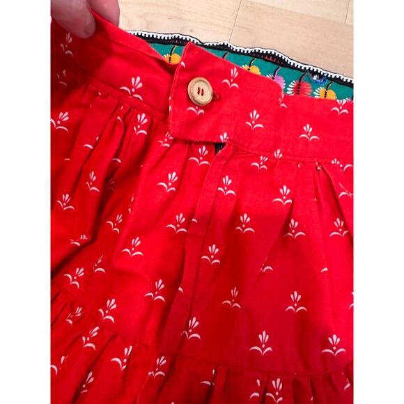 Vintage Ethnic Floral Print Skirt Size Small Red KNee Length Fun Festival - Picture 3 of 7